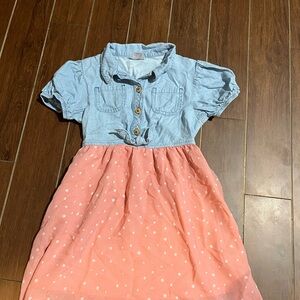XS (4-5) toddler Wonder Nation Blue and Pink Polka Dot Dress